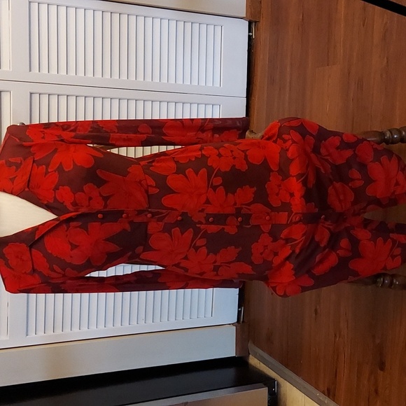 CAbi Red Floral Long Sleeve Dress - Picture 2 of 8
